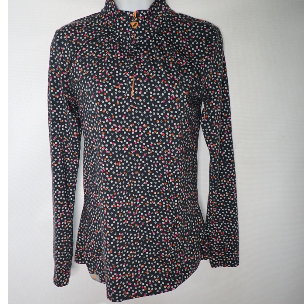 Aubrion Women's Polka Dot Quarter Zip Long Sleeve Equestrian Base Layer Top S